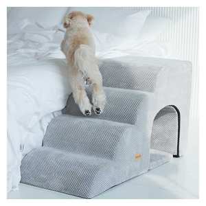 [AllmioPet] Escaleras para Mascotas de 4 Peldaños Estilo Cueva Gris AMP C4 GR 3 en 1 Escalera Segura y Cómoda para Perros, Gatos, Cachorros y Gatitos para Sofá y Cama - Product Image 3