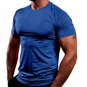 Ropa deportiva para hombre más vendida, ropa de gimnasio, Camiseta lisa de algodón de entrenamiento para hombre, camiseta de entrenamiento atlético de secado rápido con estampado - Product Image 4