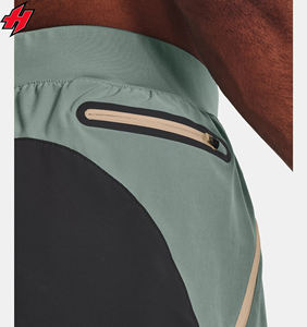 Short de gymnastique athlétique pour hommes avec poches zippées Vente en gros Short d'entraînement de jogging Motif solide Anti-rides Fitness Exercise Wear - Product Image 5