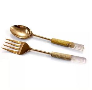 Ensemble de couverts élégants en métal plaqué or blanc, style royal américain, écologiques, longue durée, 100 pièces, cuillère, fourchette, pour - Product Image 4