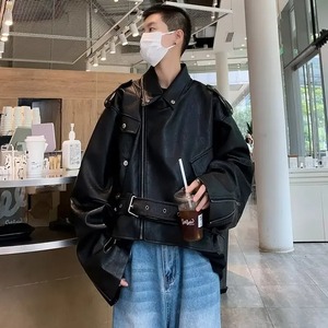 Veste en cuir marron vintage de style américain pour hommes Printemps Automne Casual Loose Fit Motorcycle Jacket Designs - Product Image 6