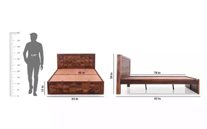 ASHOKA Lit Queen en bois sans rangement Cadre en bois solide et durable Design moderne et élégant Confortable Mobilier de chambre à coucher de qualité supérieure - Product Image 6