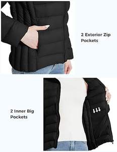 <b>Women's</b> <b>Lightweight</b> Water Resistant Winter <b>Coat</b> Slim Fit Detachable Wholesale Zipper Long Polyamide Fabric Casual Puffer Jackets - Product Image 3