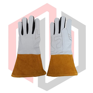 ถุงมือเชื่อมหนังวัวคุณภาพสูง ทนทาน หนังวัวแท้ ป้องกันการฉีกขาด ป้องกันการบาด ป้องกันความร้อน ถุงมือดับเพลิง 11 ออนซ์ - Product Image 1