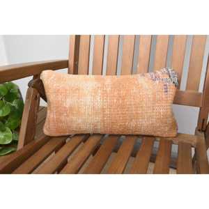 Premium Beige Ikat Patchwork Wool <b>Pillow</b> 8x16 Inch Woven Vintage Square Decorative Accent for Sofa Home Portable for <b>Christmas</b> - Product Image 1
