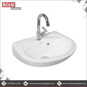 อ่างล้างหน้าเซรามิกสีขาวแขวนผนังอ่างล้างมือพร้อมโลโก้ตามสั่งดีไซน์ทันสมัยล่าสุดในอินเดีย - Product Image 2