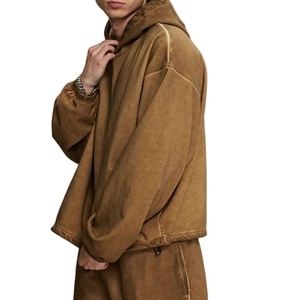 Personalizado 350GSM algodón lavado ácido hombres Sudadera con capucha en blanco liso de gran tamaño de lana de manga larga Sudadera con capucha para hombres - Product Image 3