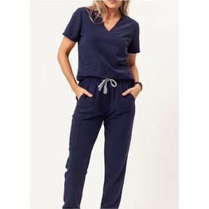 Conjuntos de uniformes médicos para mujer, conjuntos de uniformes médicos de manga corta con cuello levantado - Product Image 2