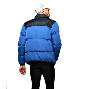 Chaqueta acolchada de invierno a precio barato para hombre, cuello levantado acolchado de lona azul y negro personalizado con cierre de cremallera impermeable - Product Image 2