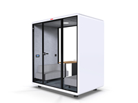 Cabine de bureau acoustique modulaire préfabriquée autoportante OMNI moderne, insonorisée, avec système de ventilation et prise électrique