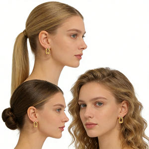 Pendientes de Aro de Acero Inoxidable para Mujer, Chapados en Oro de 18K, Diseño Minimalista Vintage, Joyería Elegante en Color Oro y Plata - Product Image 2