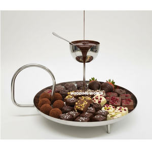 Tazón de chocolate de acero inoxidable con plato plateado Tazón dulce de diseñador Tamaño personalizado Nuevo tazón de chocolate elegante - Product Image 3