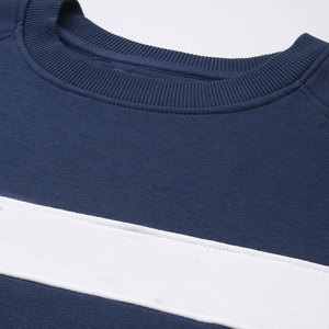 Sweat-shirt rayé bleu marine pour homme de qualité supérieure |   Haut en molleton de coton à col rond pour le sport |   Pull-over streetwear personnalisé à étiquette privée - Product Image 3