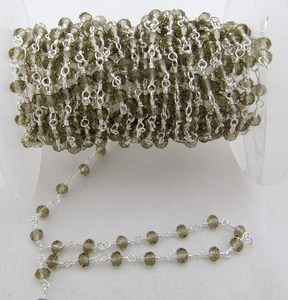 โซ่ร้อยสายลูกปัดขนาด3มม. มีเกล็ดหินควอทซ์สีควันขนาด3มม. - Product Image 3
