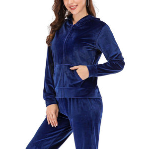Ensemble de survêtements en velours de coton pour femmes, vêtements de sport décontractés, 2 pièces, doux et confortables, logo personnalisé, fabrication en usine - Product Image 4