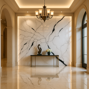 Surface murale moderne de qualité supérieure noire Calacatta pour dessus de vanité-Durable et étanche - Product Image 2