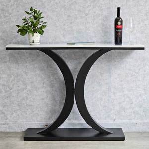 Contemporary Living Room Console <b>Table</b> 120x30x85cm <b>Mirrored</b> Stone Top and Iron Legs Modern Style-CST034 - Product Image 3