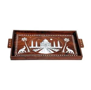 High Quality Modern Design Christmas Wooden <b>Serving</b> <b>Tray</b> with Mother of Pearl Inlay for Arabian <b>Parties</b> and Decorative Use - Product Image 2