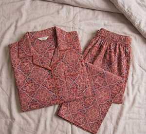 Conjunto de Pijama de Mujer con Rayas Bordadas a Mano y a Máquina, 100% Algodón, Estilo Indio, para Verano - Product Image 6