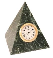 นาฬิกาทรงพีระมิดโอนิกซ์ทรงพีระมิด/ทรงสามเหลี่ยมนาฬิกาควอทซ์หินอ่อนสีเขียวตั้งโต๊ะ - Product Image 2