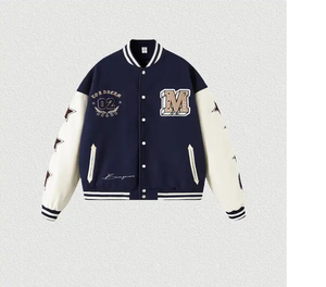 Nouvelle conception de veste bomber universitaire en laine/polyester à double boutonnage personnalisée - Product Image 1