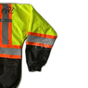 Ropa de Seguridad Reflectante de Alta Visibilidad, Chaqueta Bomber de Invierno para Guardias de Seguridad, Unisex, Cuello Alto de Lona, con Capucha Frontal - Product Image 4