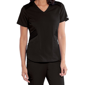 Col en V femmes haut Salon de beauté Spa uniforme à manches courtes Blouse belle conception vêtements de travail couleurs unies à la vente en gros - Product Image 2