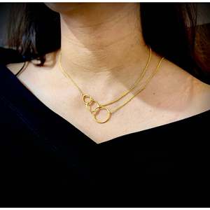 NOVAMART Fine 925 Sterling Silver 3 Tier <b>Fashion</b> <b>Layered</b> <b>Necklace</b>-Gold Tone Wholesale Export - Product Image 3