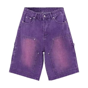 Shorts en jean baggy délavés à l'acide de haute qualité, couleur unie, streetwear, shorts cargo pour hommes - Product Image 6