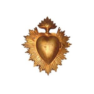 Caja de corazón sagrado de metal con acabado dorado Sunburst Ex Voto Corazón sagrado para Iglesia Regalo y decoración católicos decorativos - Product Image 1
