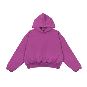 Sudadera holgada de doble capa con logotipo personalizado, sudadera de algodón liso pesado con bolsillo lateral, diseño de estampado informal de otoño - Product Image 1