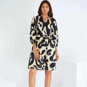 Main indienne bloc imprimé fleuri robe en coton écologique nouvelle mode été décontracté Vintage mariage à la main taille naturelle - Product Image 1