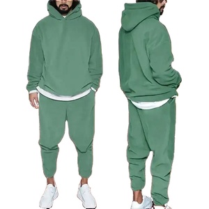 Conjunto de Pantalones y Suéter de Manga Larga, Otoño/Invierno, Estilo Europeo/Americano, Color Sólido, 100% Algodón, Felpa Ligera, Secado Rápido, Transpirable - Product Image 1