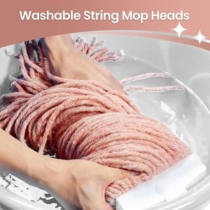 Nouvelle serpillière plate multifonctionnelle en bois de haute qualité, écologique et durable, avec essoreur intégré, plateau en acier inoxydable et tête en fil de coton - Product Image 6