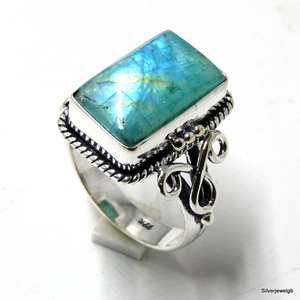 Anillo de piedras preciosas de piedra natal bohemia de plata de ley con tratamiento térmico de coral natural blanco para mujer - Product Image 5