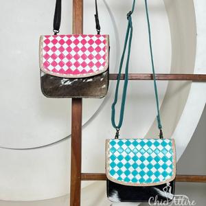 Wholesale Factory Direct Women's Handbags Custom Fashion Hand Tooled Cow Crossbody <b>Bag</b> with Checkered Flap Western Style Purses - Product Image 1