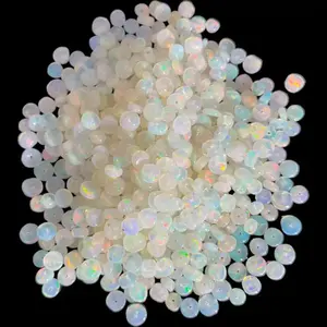 Perles d'opale blanche naturelle éthiopienne 4mm-5mm, taille brillante, multicolores, effet arc-en-ciel, lisses, pour la fabrication de bijoux, Hayaat tierce partie - Product Image 1