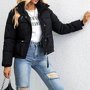 Nouvelle veste matelassée pour femme au design tendance, de haute qualité, logo personnalisé, fermeture éclair d'hiver, respirante, toile 100% polyester - Product Image 6