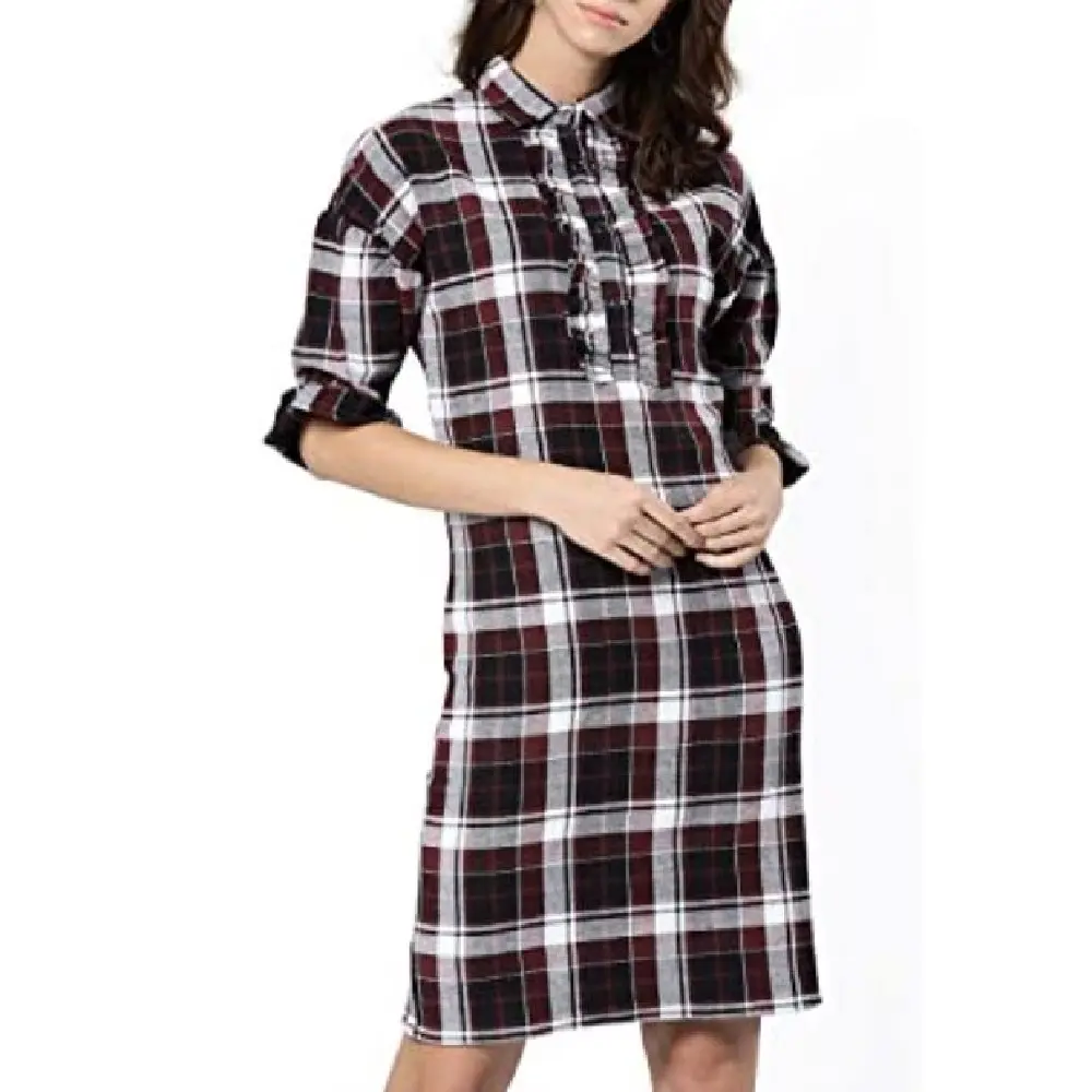 100% Cotton High Quality Fashionable Clothing Long Sleeve Dress Stylish women Dress Casual Breathable Sustainable For Women