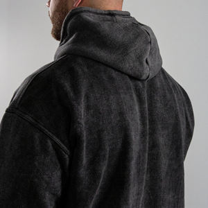 เสื้อฮู้ดผู้ชายแบบกำหนดเองซักเสื้อมีฮู้ดผ้าฝ้ายเฮฟวี่เวตเข้ารูปโอเวอร์ไซส์ - Product Image 5