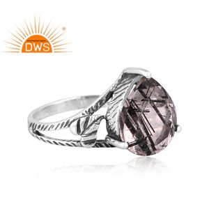 แหวนอัญมณีสีดำธรรมชาติสีเงินแท้ออกซิไดซ์ - Product Image 2