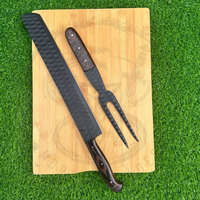 Couteau à découper la viande forgé en acier inoxydable professionnel poitrine trancher la dinde 9 pouces BBQ fourchette ensemble couteau à poitrine en acier VG-10