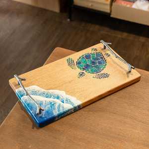 Vajilla decorativa rectangular de madera maciza Real Natural para servir fruta, plato de postre, bandeja para servir café, bandeja para servir café - Product Image 5