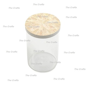 High Quality Dry Fruits <b>Box</b> Acrylic Jar With Mother Of Pearl And Wood Lid Home And Restaurant Serving <b>Sweets</b> <b>Box</b> - Product Image 4