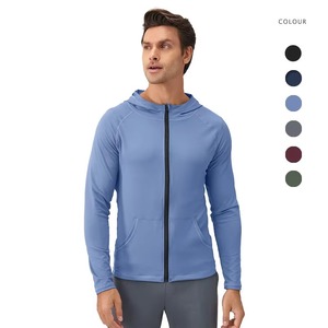 Veste à fermeture éclair respirante à séchage rapide pour homme, col à capuche, anti-UV, imprimé, pour l'entraînement physique, la course à pied, les vêtements de sport d'hiver - Product Image 1