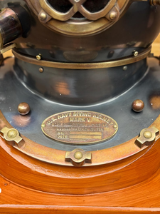 Casco de Buceo Vintage de Latón Azul Oscuro, Pieza Decorativa |   Casco de Buceo Náutico Antiguo para Aguas Profundas - Product Image 3