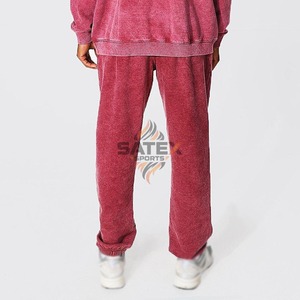 Pantalones Deportivos de Forro Polar para Hombre, Corte Ajustado, Lavado Ácido, de Alta Calidad, con Bordado y Cierre con Cordón - Product Image 1