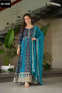 Las últimas mujeres usan vestidos Anarkali de lujo estilo pakistaní estilo de ropa Georgette Anarkali vestido con diseñador Dupatta para mujeres - Product Image 4