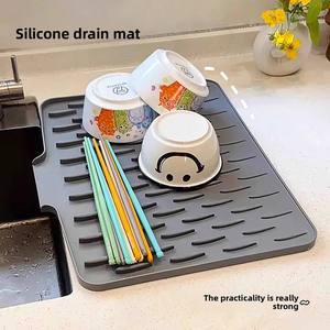 <b>Silicone</b> Square Draining <b>Mat</b> for Kitchen Countertop Sink Non-Slip Pad Modern Minimalist Design Dish-Washing Basin Storage <b>Mat</b> - Product Image 3