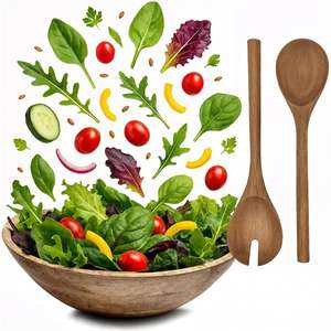 Bol en bois solide fait à la main personnalisé nouvel article de cuisine écologique pour la salade et le service d'aliments grand bol en bois de l'Inde - Product Image 2